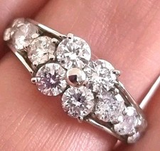 solid platinum 900 2ct natural diamond daisy flower cluster ring hallmarked