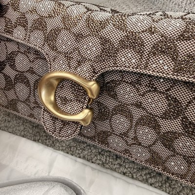 NWT Coach Tabby 26 Crystal Signature Jacquard Shoulder X-Body Bag CDZ34 Mushroom