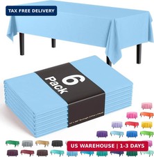 Exquisite Light Blue Plastic Table Cloth Disposable 6 Pack - 54 x 108 Inch Recta
