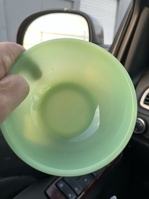 Fire-King OV-11 Solid Green Opaque Pressed Glass Round Bowl, Glossy Finish set 4