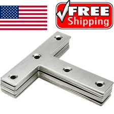 T Brackets 10pcs Stainless Steel T Brackets Flat T Shape Repair Mending Plate...