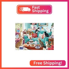 Spring Cats Tea Party 500 Piece Puzzle for Adults with Letters on Back