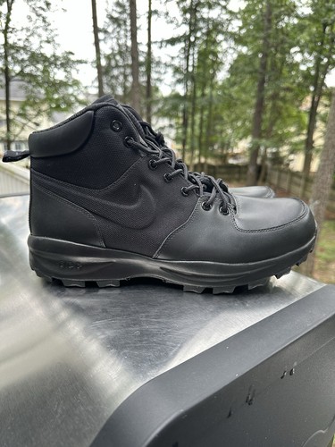 Size 12- Mens NIKE Manoa ACG Leather/Manoa Leather Triple Black Boots Hiking