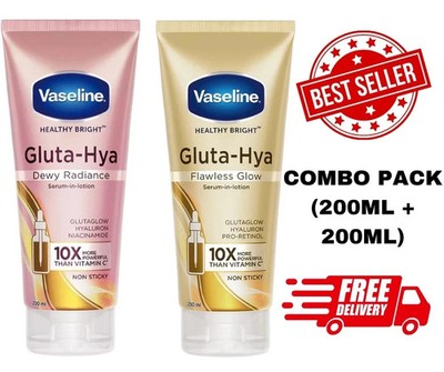 1x Set Vaseline Bright GLUTA HYA Serum Burst Lotion Dewy Radiance Flawless Glow