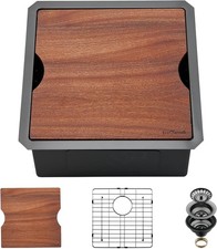 Undermount 18 x 18 In Sink Kitchen 16 Gauge Stainless Gun Metal