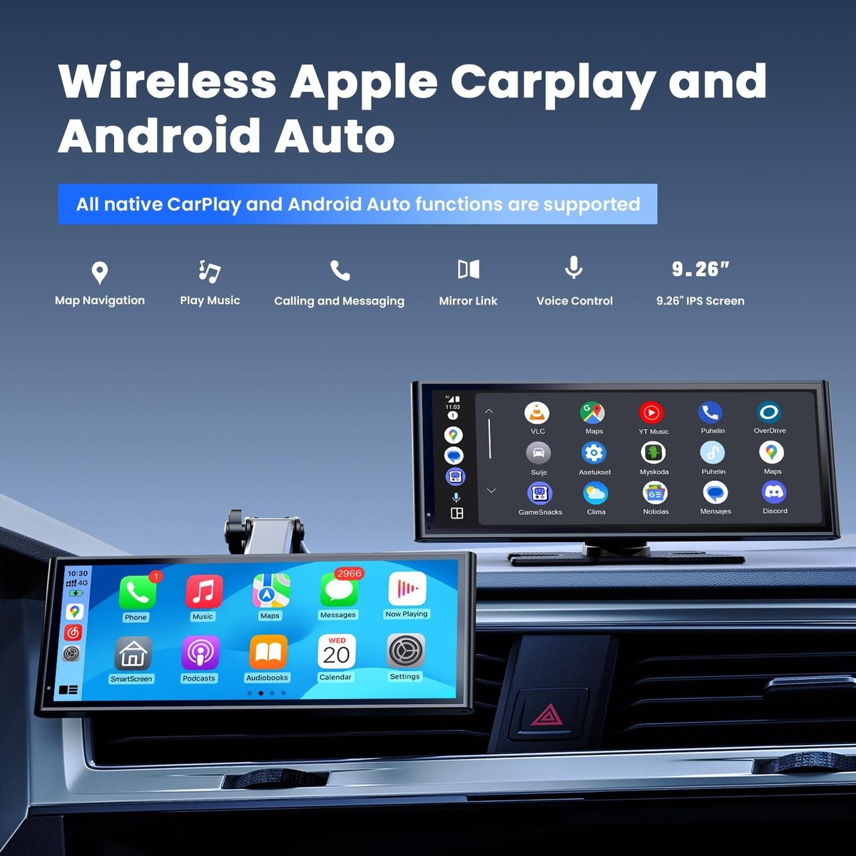 krunia 9.26 Wireless Portable Car Play Screen for Apple CarPlay