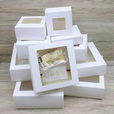 10pcs DIY GIfts package with window white/kraft jewelry box cake Packaging
