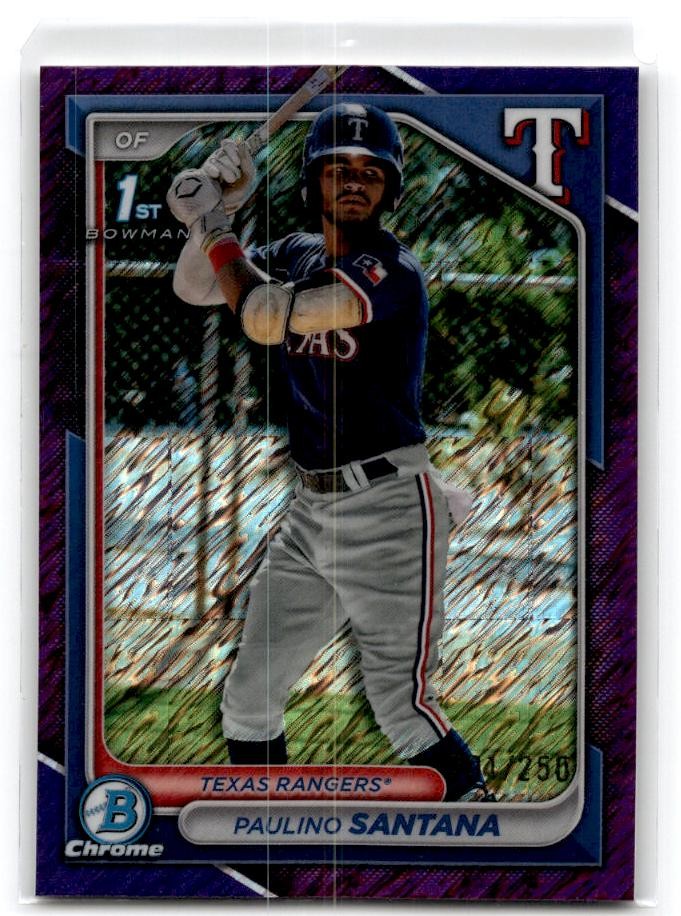 2024 Bowman Chrome #BCP-245 Paulino Santana Prospects Purple Shimmer Ref #/250