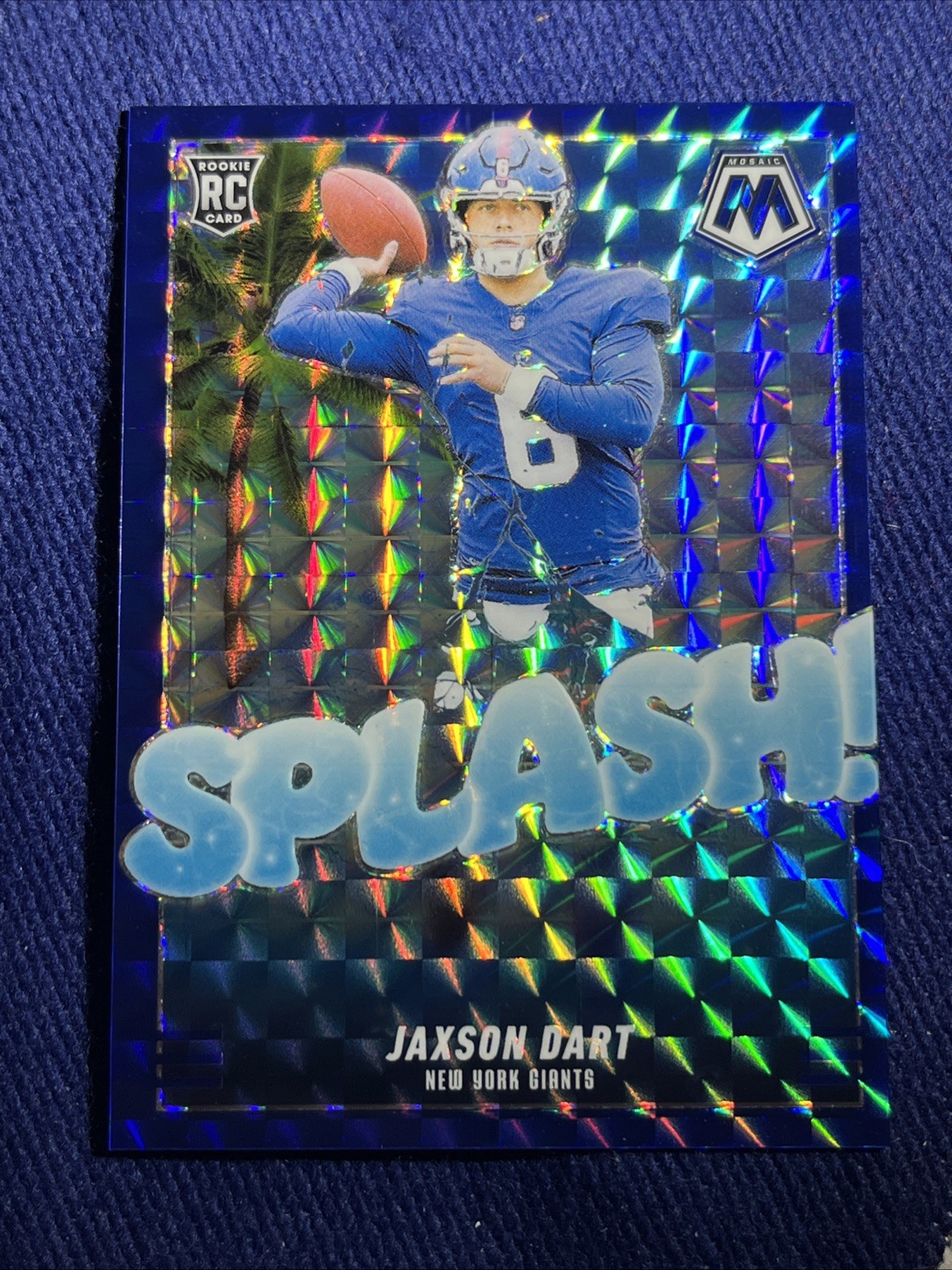 2025 Panini Mosaic Jaxson Dart Blue Mosaic Splash! RC /99