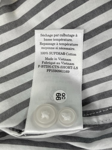 Neu mit Etikett Everlane The Way - kurzes Hemd aus seidiger Baumwolle mit Knopfleiste grau gestreift Größe M - Bild 9 von 9