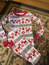 Hanna Anderson 2 Pc Christmas Holiday Reindeer Pajama Set Sz 6/7