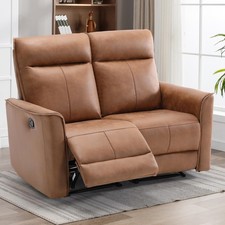 Manual Wall-Hugger Loveseat Recliner Leathaire Brown