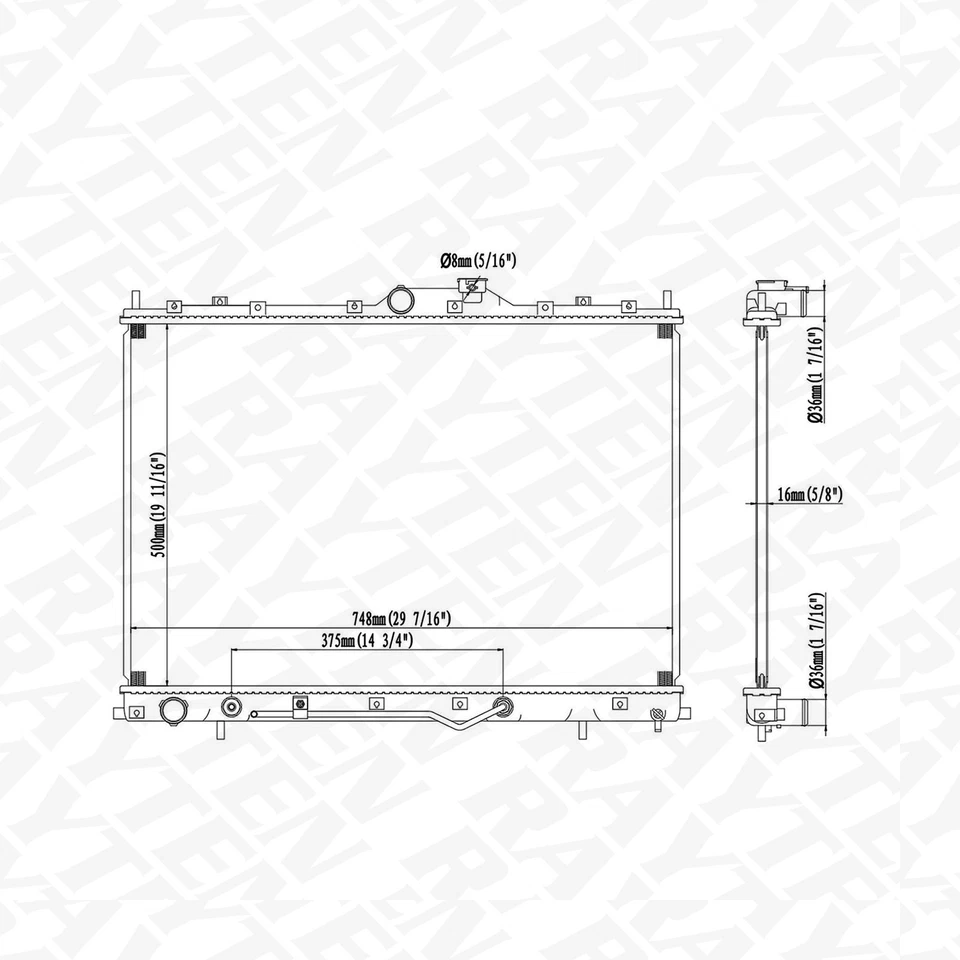 2675 Aluminium Radiator for 2004 2005 2006 2007 2008-2011 Mitsubishi Endeavor Foto 2 de 4