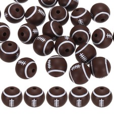 25PCS Sports Rugby Beads 12mm Silicone for DIY Crafts/Bracelet Brown