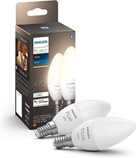 Hue New White Smart Light Bulb Candle 2 Pack [E14 Small Edison Screw]