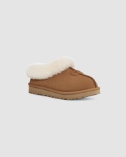 UGG Tazzette 1134810-CHE Slipper Women 8 Chestnut Suede Sheepskin Collar RHS7870