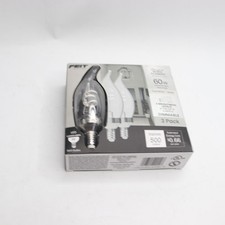  3-Pk Feit Chandelier LED Light Bulb Glass True White 3500K 500lm 60W 120V
