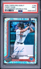 2025 TOPPS PRO DEBUT AUTO-SPARKLE FOIL #188 CASEY COOK 147/175 PSA 9