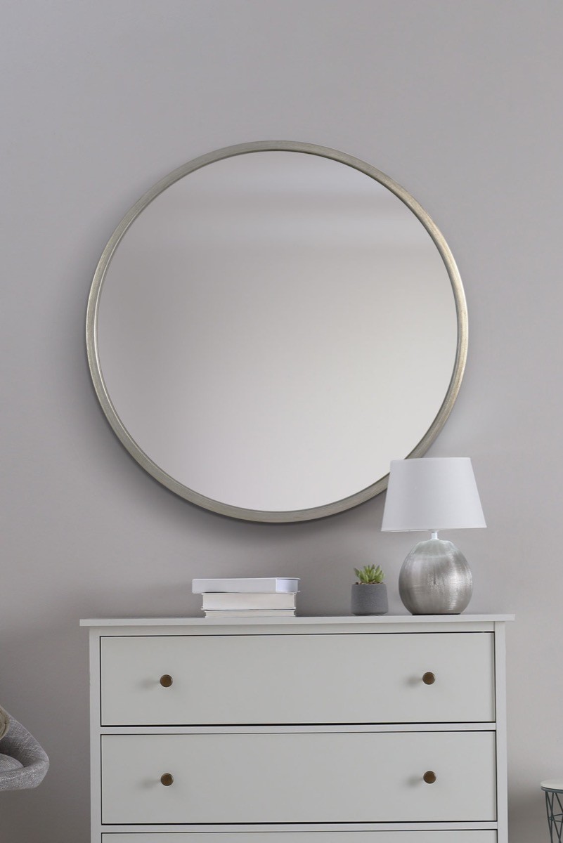 Extra Large Mirror Silver Circular Round Bevelled Wall 2ft7 x 2ft7 80cm X 80cm