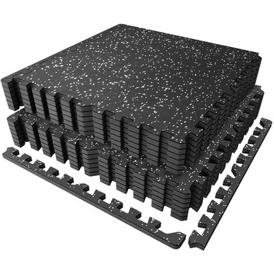 PRAISUN 0.56'' Rubber Top Gym Flooring, Heavy Duty Interlocking Gym Mats for Home