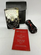 Vintage Triplett Model 310 Type 2 Analog Volt Ohm Meter VOM Hand Size w/ Manual