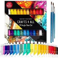 Complete 24-Color Non-Toxic Acrylic Paint Set for Kids  Adults - Holiday Gift