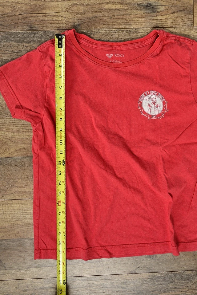 Camiseta Roxy Mujer’s XS Roja y Blanca I’m Dreaming Of A Tropical Navidad Gráfica Foto 3 de 4