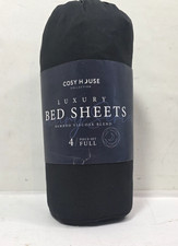 Cosy House Collection Luxury Bamboo Sheets - 4 Piece Bedding Set FULL Black