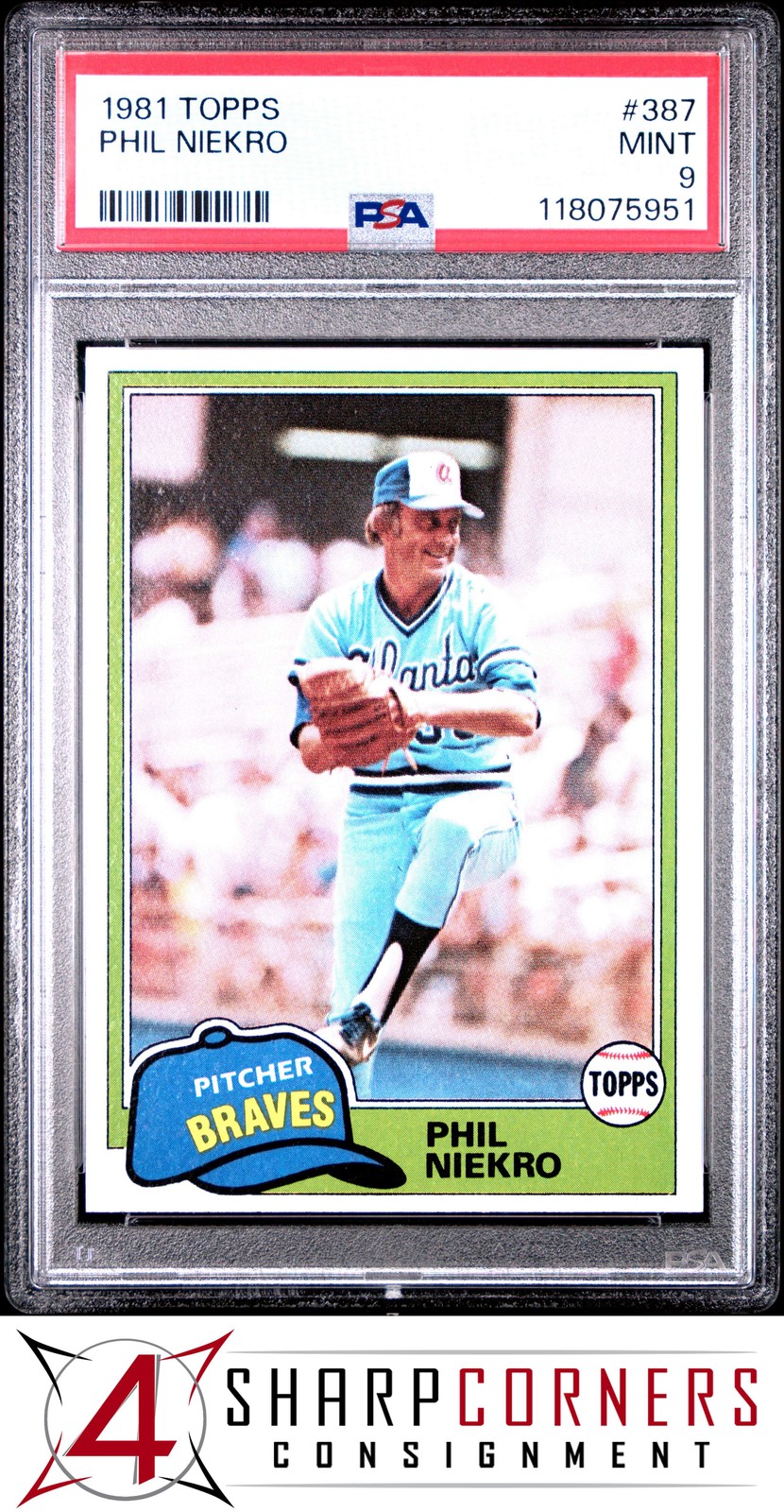 1981 TOPPS #387 PHIL NIEKRO BRAVES HOF PSA 9