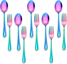 10-Piece Rainbow Toddler Utensils, Kid Stainless Steel Silverware Set, Children