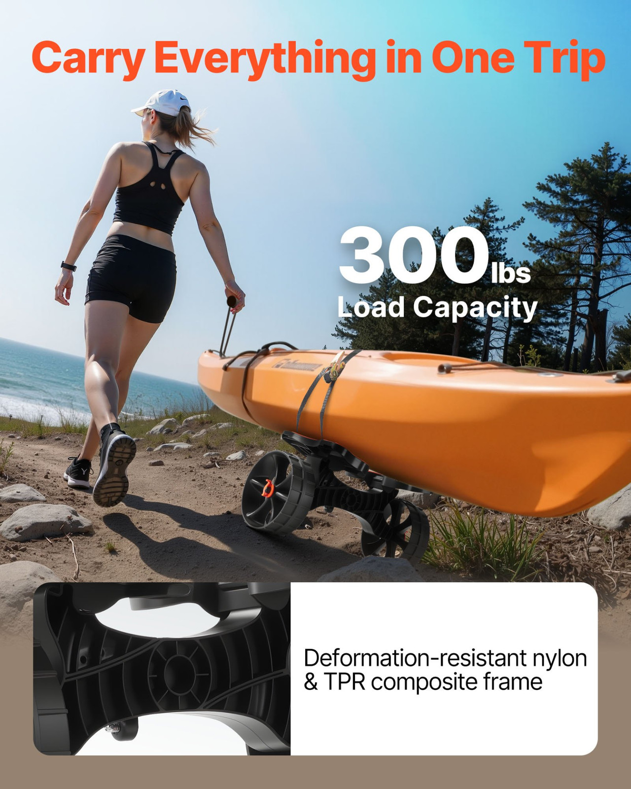 Cart, 300 Lbs Load Capacity, Jon Boats