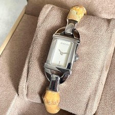 Working Item Rare GUCCI Horsebit Bamboo 6800L Wristwatch From Japan