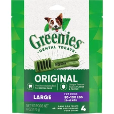 Greenies Original Large Dental Dog Treats, Natural Oral Care Chews, 4 Count Pack