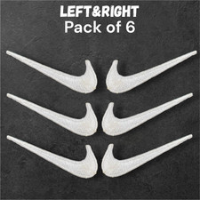 Swoosh White Embroidered Patch Left  Right 2.5" Size IronOn Pack of 6 Swooshes