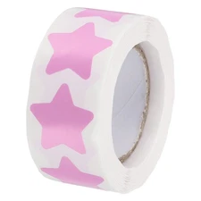 500pcs Pink Star Stickers Roll 1" DIY Adhesive Star Labels Removable