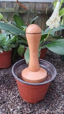 Hand Turned Oak wood 5cm Round Plant Pot Compost Tamper