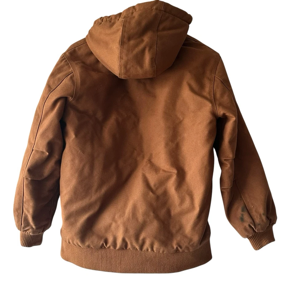 Carhartt Canvas Hooded Barn Chore Coat Full Zip Youth Large 14/16 Brown Hunting - Image 2 of 4