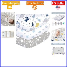 Baby Boys 3-Pack Microfiber Crib Sheets 28x52 Dinosaur Elephant Stars