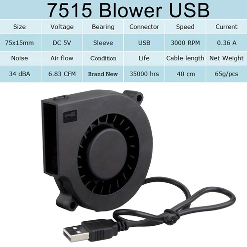 Powerful Quiet 15-30mm USB Blower Fan, for Receiver DVR Xbox Modem AV Cooling - Photo 23/25