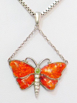 Charles Horner Schmetterling Anhänger Sterling Enamel Butterfly Pendant um 1915