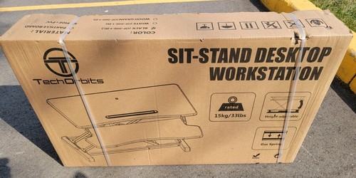 TechOrbits Standing Desk Converter 32" Height Adjustable, MDF, Sit Riser - Black - Picture 6 of 7