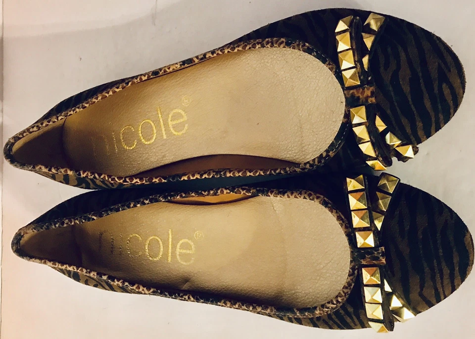 Zapatos para mujer Nicole mocasines con lazo estampado de gamuza leopardo talla 8,5 nuevos Foto 2 de 4