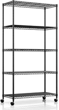Simple Deluxe 5-Tier Heavy Duty Shelf – 1250 lb Capacity, 61" Tall, Black