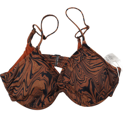 Good American Showoff Curve Bikini Top GSW0034 CHAI SWIRL002 Size 5 [2XL]