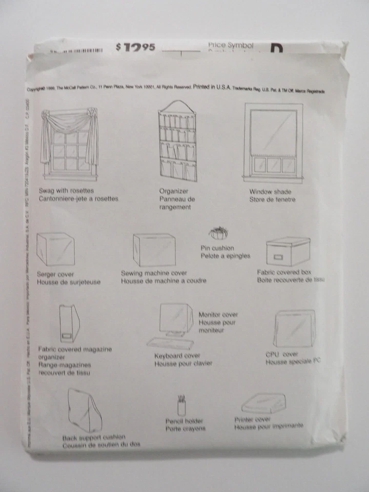 McCall's Pattern 2514 ~ Home Decor Creative Office Organizers Covers Uncut - Image 3 of 3