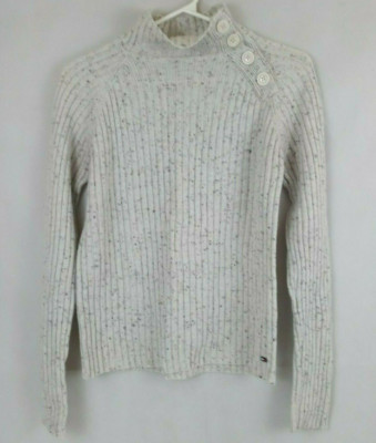Vintage Tommy Jeans Women's Sweater Cream With Multi-Color Flecks Size XL