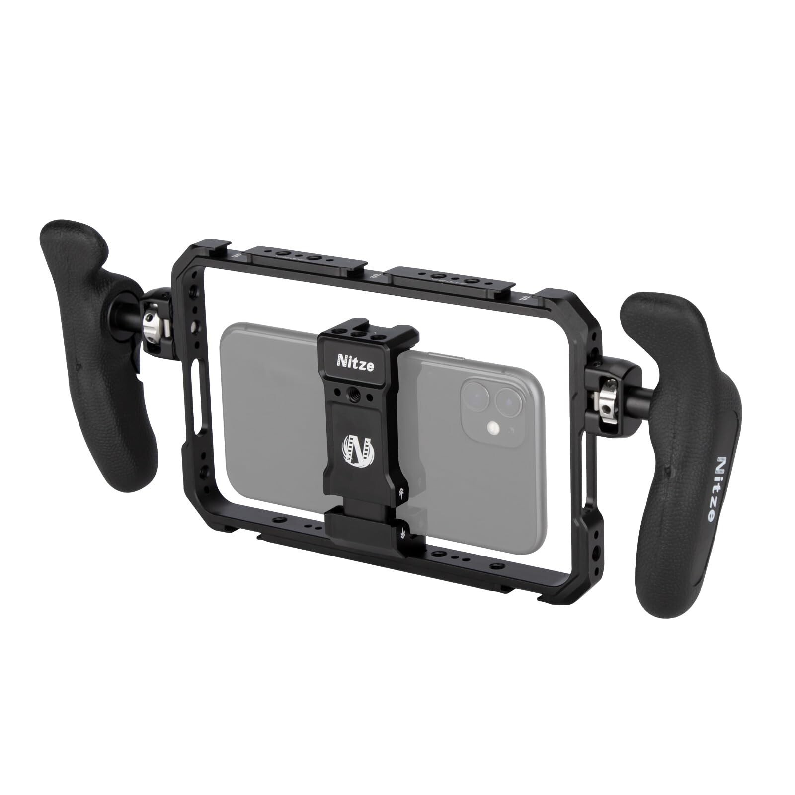 Nitze Universal Smartphone Cage with Ergonomic Side Handles and Adjustable Mount