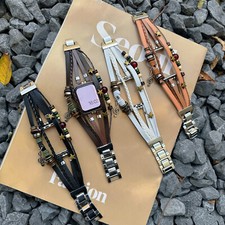 Boho Bracelet for Apple Watch 46/49/45/44/42/41/38mm Leather Wrap Braided Strap