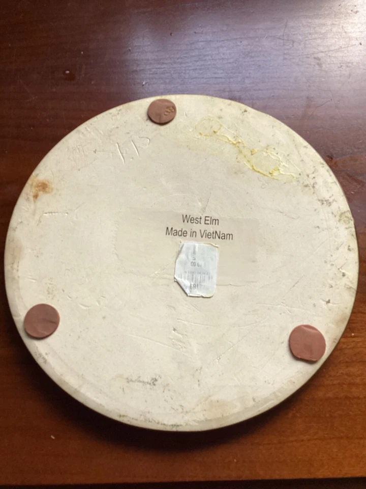 West Elm* Incrustación de vidrio agrietado prensado de cerámica *Remache *8,5” *Pesado* De colección Foto 4 de 4