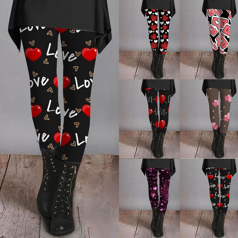 Women's New Casual Fashion Valentine's Day 3D Printed Tight Bottom Yoga Pants